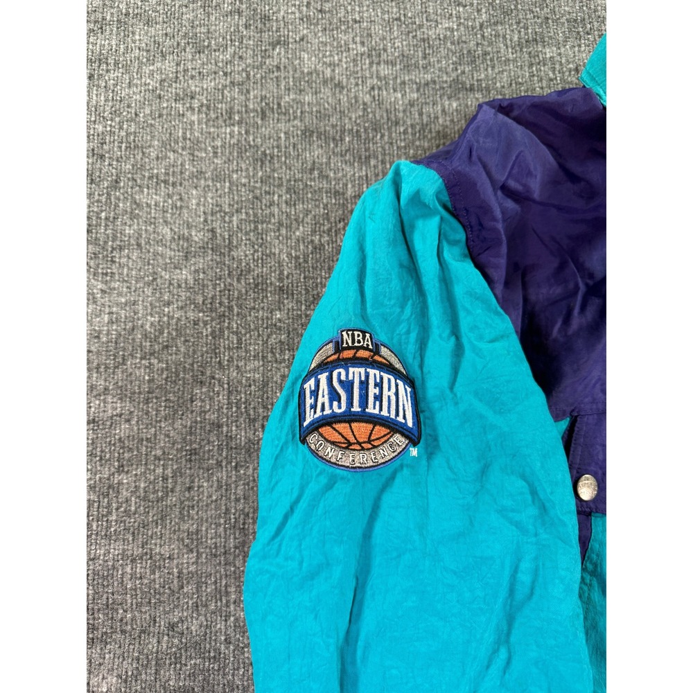 Vintage Nutmeg Charlotte Hornets 1/2 Zip Jacket Mens Large Teal Purple 90s NBA - Picture 6 of 16